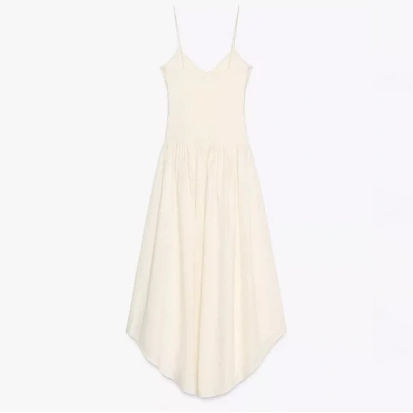 Zara Cutout Combination Dress in Ecru | Size Small - Picture 5 of 7